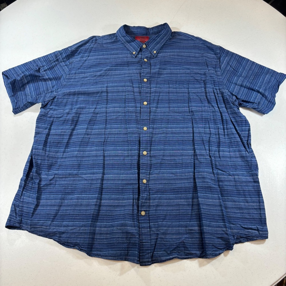 The Foundry Supply Co Mens 4XLT Blue Striped Short Sleeve Button Down Shirt